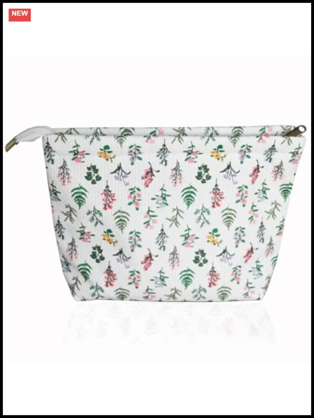 Large Corduroy Floral Makeup Bag Travel Toiletry Organizer with Zipper for Women